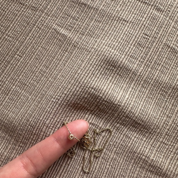 14K Gold Bezel Set Diamond Solitaire Necklace - Picture 8 of 11